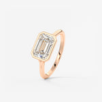 Emerald Bezel Split Shank Lab Grown Diamond Engagement Ring