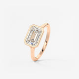 Emerald Bezel Split Shank Lab Grown Diamond Engagement Ring