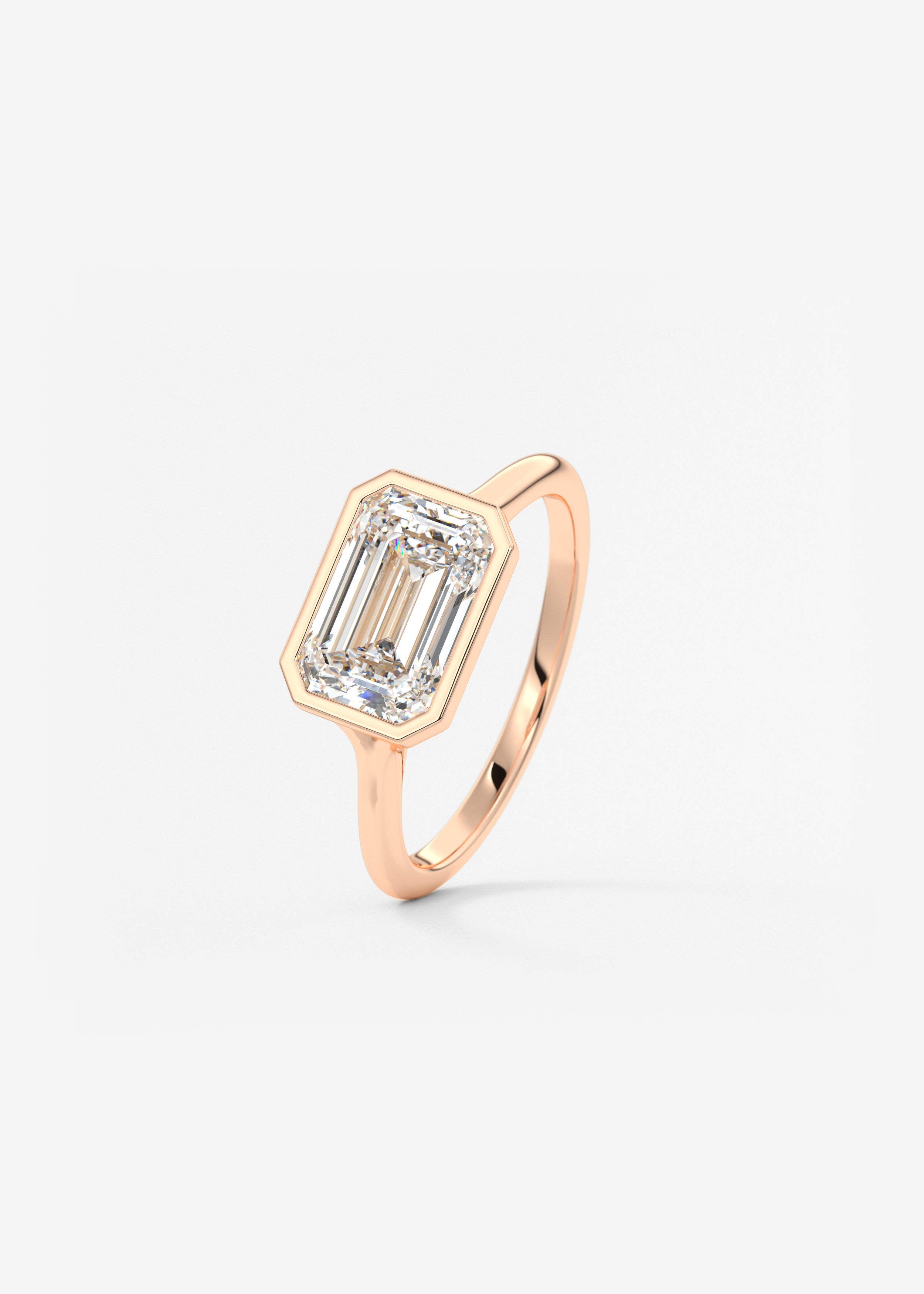 Emerald Bezel Split Shank Lab Grown Diamond Engagement Ring
