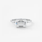 Emerald Bezel Split Shank Lab Grown Diamond Engagement Ring
