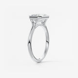 Emerald Bezel Split Shank Lab Grown Diamond Engagement Ring