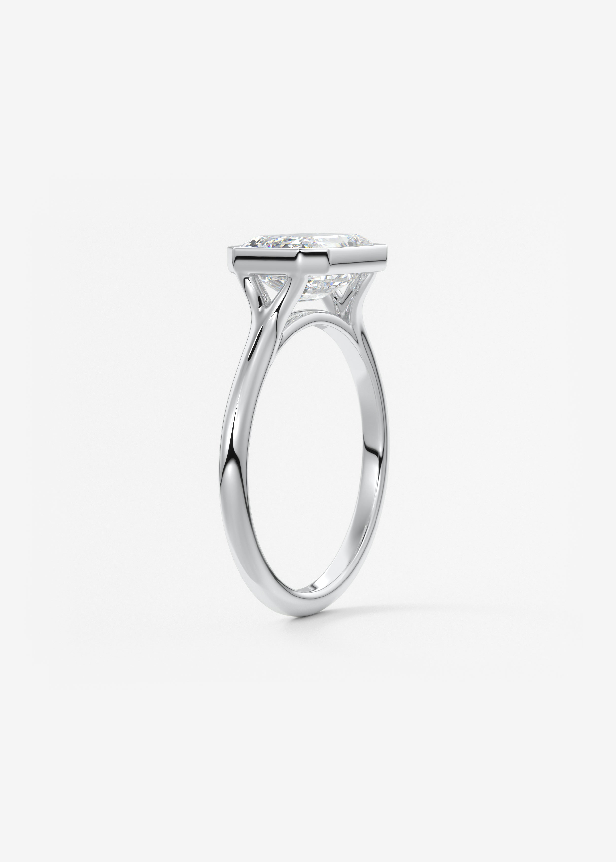Emerald Bezel Split Shank Lab Grown Diamond Engagement Ring