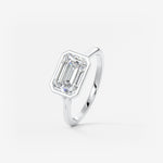 Emerald Bezel Split Shank Lab Grown Diamond Engagement Ring