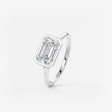 Emerald Bezel Split Shank Lab Grown Diamond Engagement Ring
