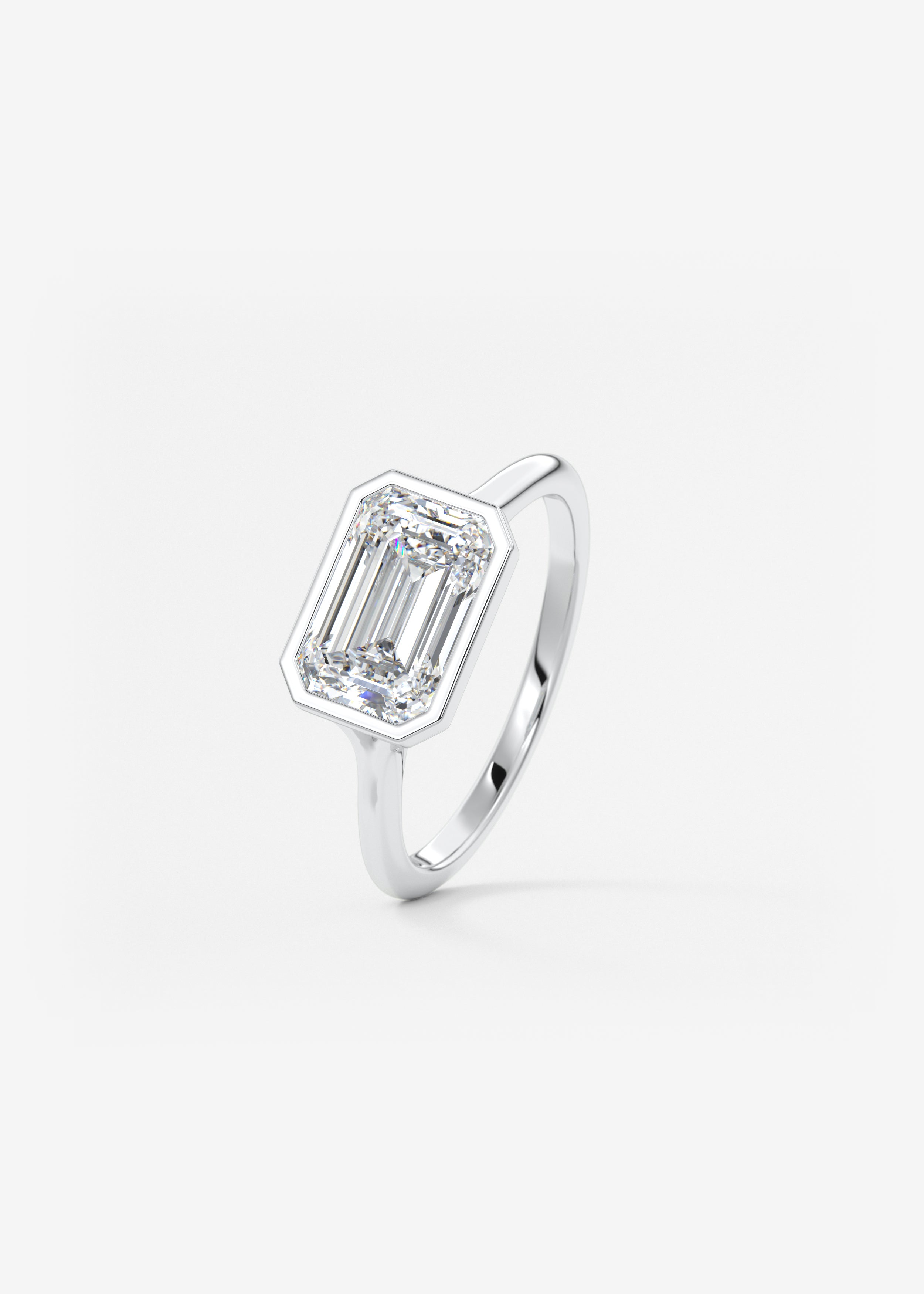 Emerald Bezel Split Shank Lab Grown Diamond Engagement Ring
