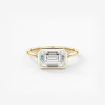 Emerald Bezel Split Shank Lab Grown Diamond Engagement Ring