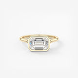 Emerald Bezel Split Shank Lab Grown Diamond Engagement Ring
