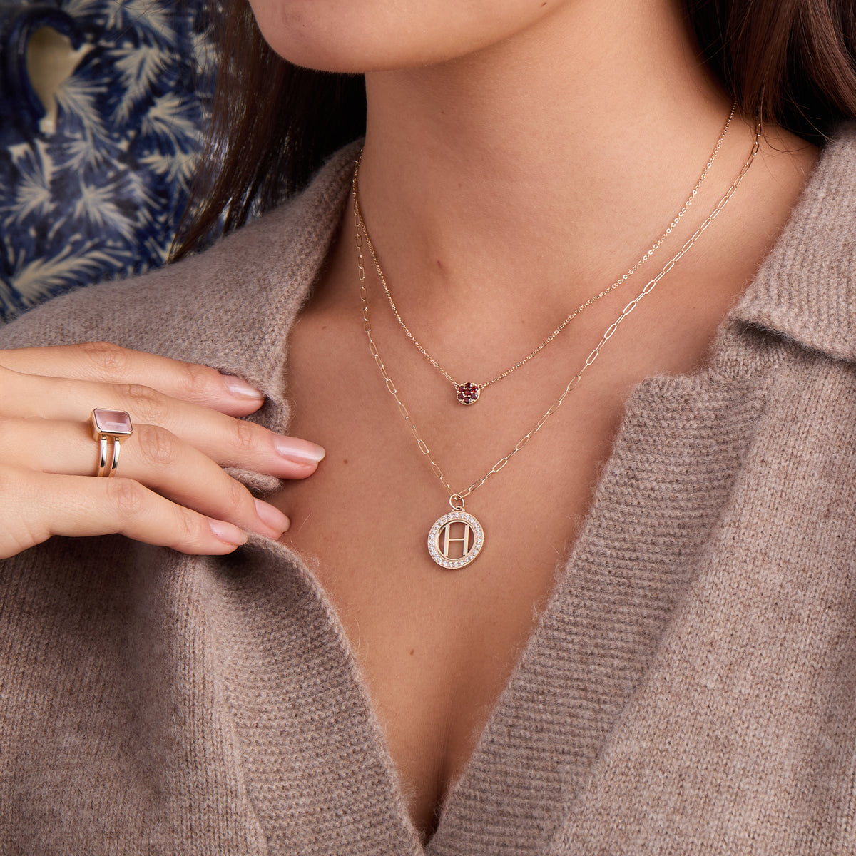 0.1 TCW Round Garnet Lab Made Diamond-January Birthstone Necklace 6