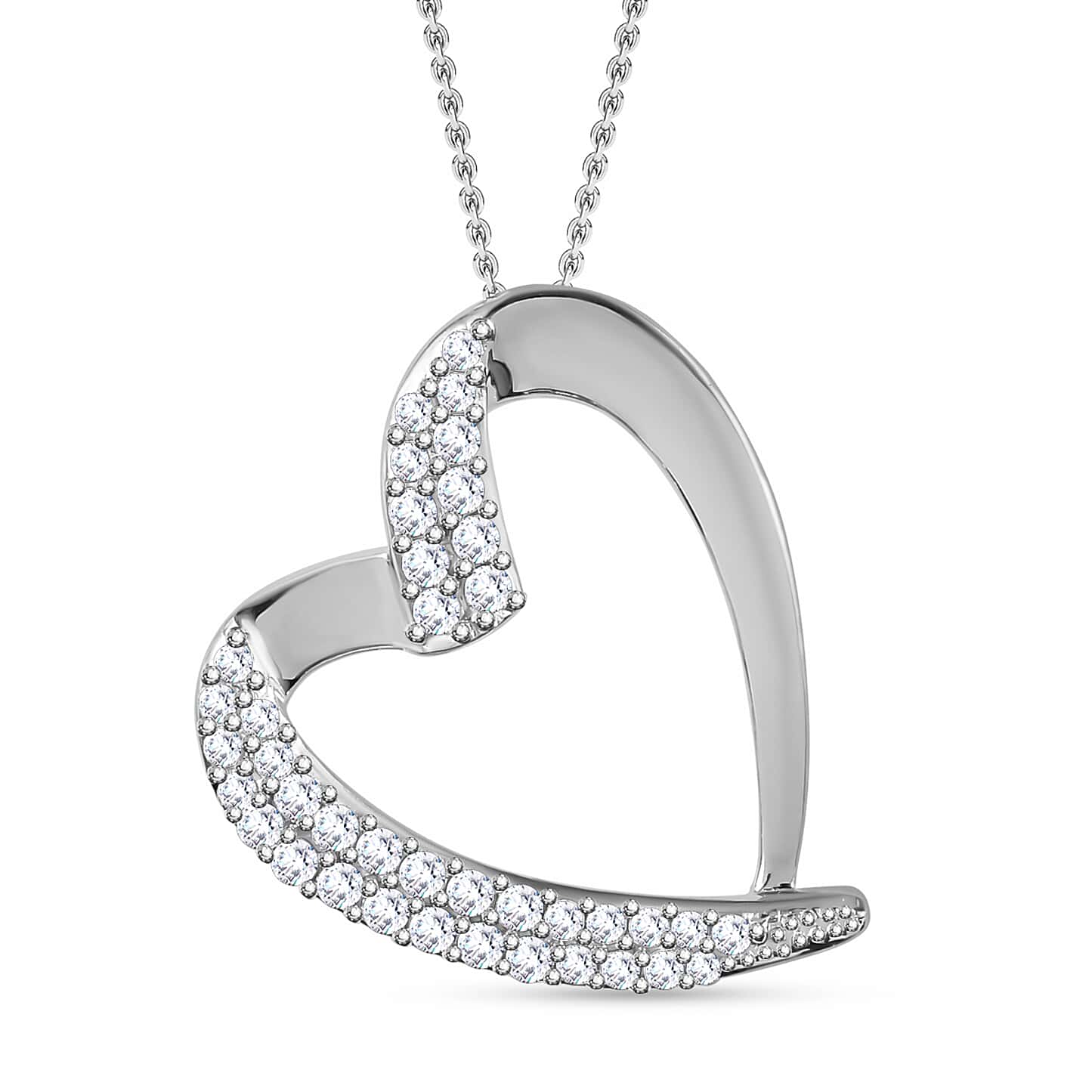Round Cut Cubic Zirconia in 925 Sterling Silver Necklace 1