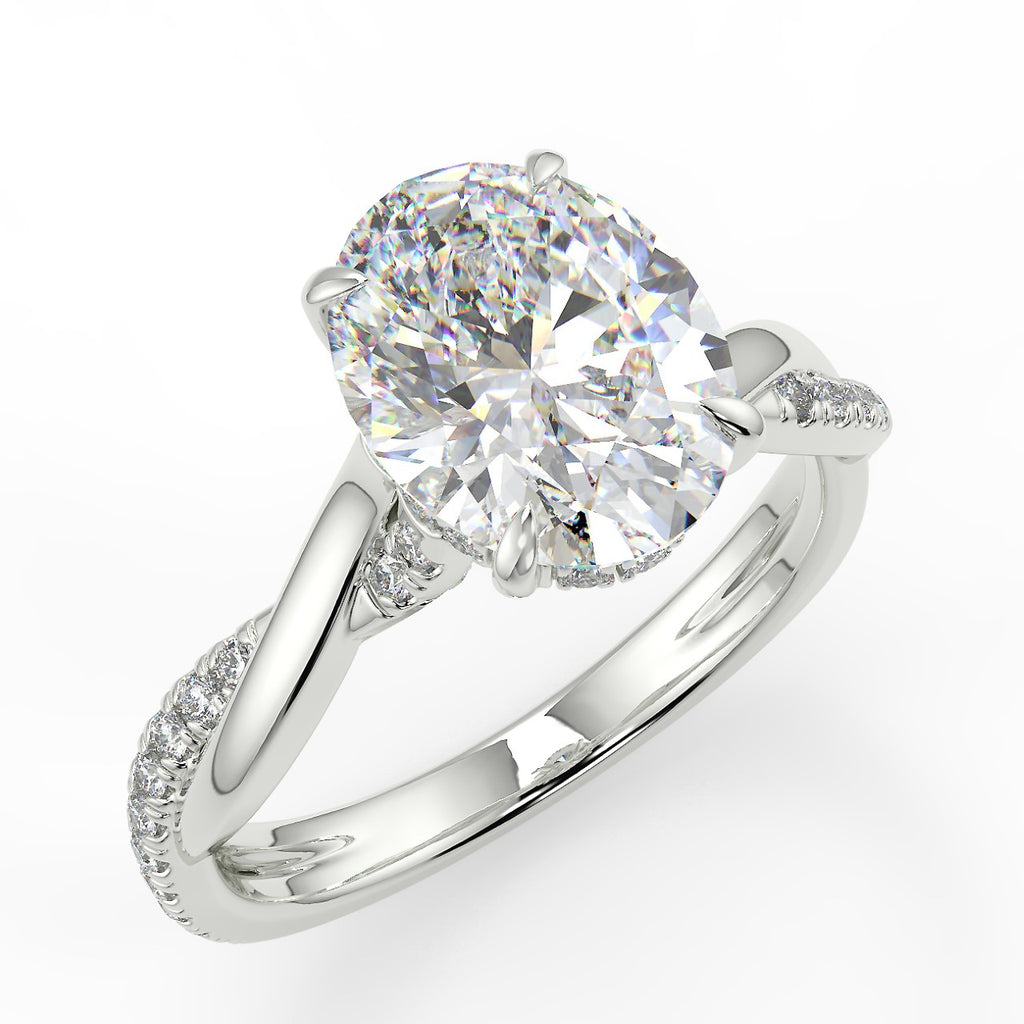 Stunning 2.11 CT Oval Moissanite Engagement Ring with Hidden Halo & Twisted Pave Design 5