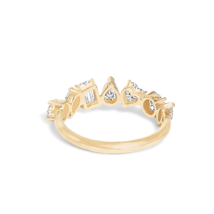 Stunning 1.19 TCW Round  & Heart & Baguette & Pear Moissanite Stones Half Eternity Wedding Band 3