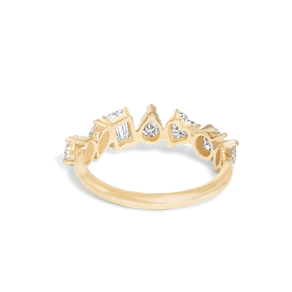 Stunning 1.19 TCW Round  & Heart & Baguette & Pear Moissanite Stones Half Eternity Wedding Band 6