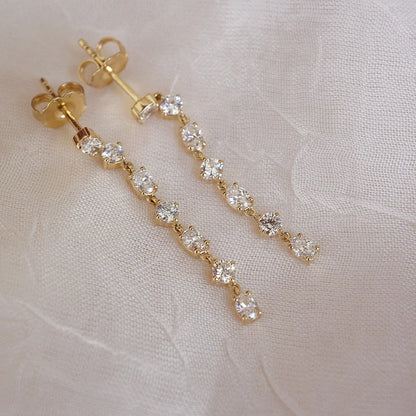 0.50 TCW Round & Oval Cut Moissanite Drop Earrings in Gold 3
