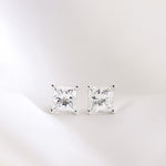 1.0 TCW Princess Shape Moissanite Stud Earrings in Gold 3