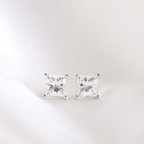 1.0 TCW Princess Shape Moissanite Stud Earrings in Gold 3