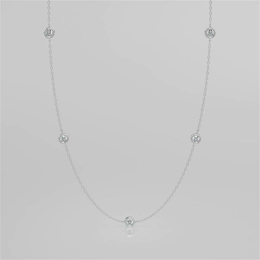 1.50 CT Round Moissanite Diamond Bezel Pendant Necklace in Solid Gold 1