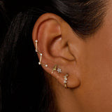 0.50 TCW Round Cut Moissanite Cluster Huggies Earrings in Gold 12