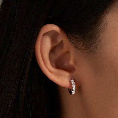 1.0 TCW Round Cut Moissanite Huggies Earrings in Gold 5