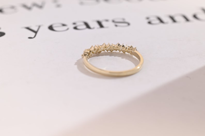 Stunning 0.3 TCW Round, Marquise & Emerald Moissanite Stones Half Eternity Wedding Band 3