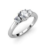 Round Cut  Three Stone Style Cubic Zirconia in 925 Sterling Silver Ring 6