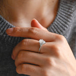 Stunning 1.0 - 2.0 CT Pear Moissanite Engagement Ring with Cluster Design 4