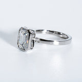 Classic 2.0 CT Emerald Moissanite Engagement Ring with Bezel Design 6