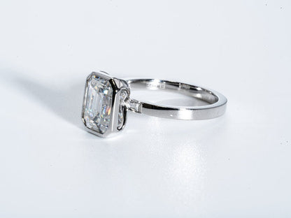 Classic 2.0 CT Emerald Moissanite Engagement Ring with Bezel Design 6