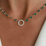 9.36 TCW Round Emerald Lab Made Diamond- May Birthstone Necklace 3