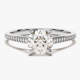 Stunning 1.0 CT Round Moissanite Engagement Ring with Pave Design 4
