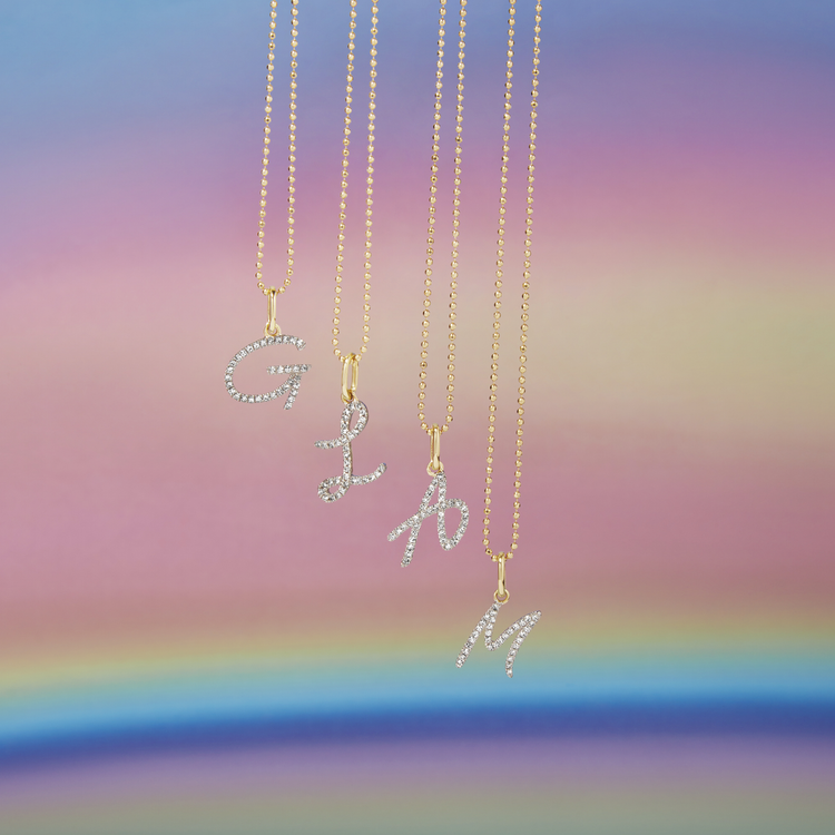 0.80 CT Round Moissanite Diamond Customized Letter Pendant Necklace in Solid Gold 5