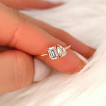 Stunning 0.43 CT & 0.58 CT Pear & Emerald Moissanite Engagement Ring with Two Stones Design 4