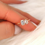 Stunning 0.43 CT & 0.58 CT Pear & Emerald Moissanite Engagement Ring with Two Stones Design 4