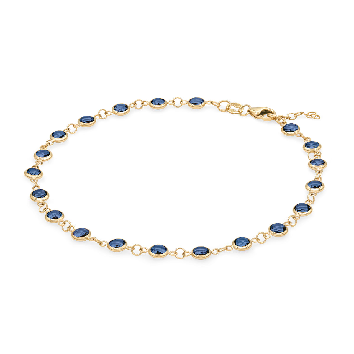 4.5 TCW Round  Sapphire Lab Made Diamond- September Birthstone Dainty Bracelet 4