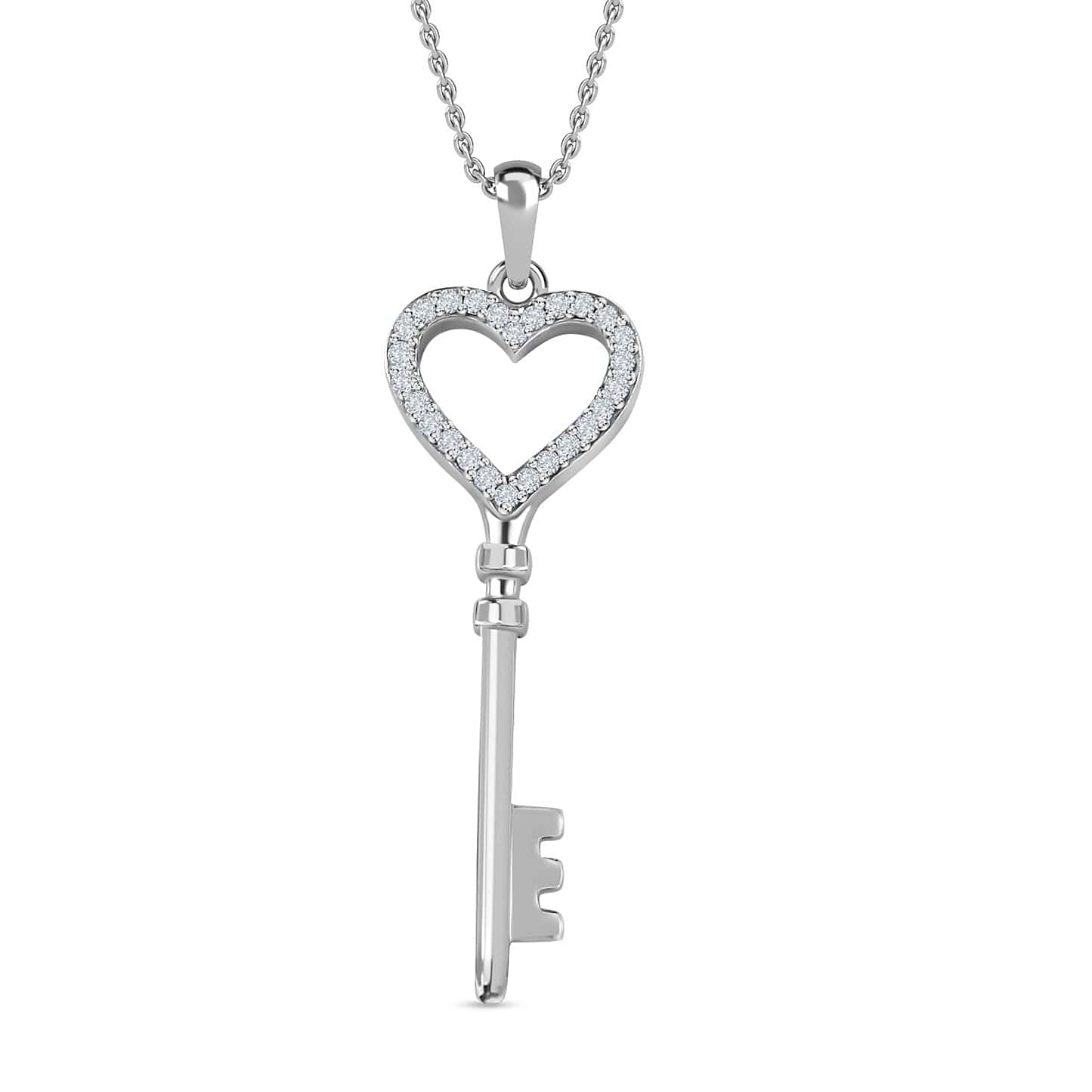 Round Cut Cubic Zirconia in 925 Sterling Silver Necklace 1