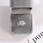 Stunning 1.0 - 2.0 CT Cushion Moissanite Engagement Ring With Pave & Halo Design 4
