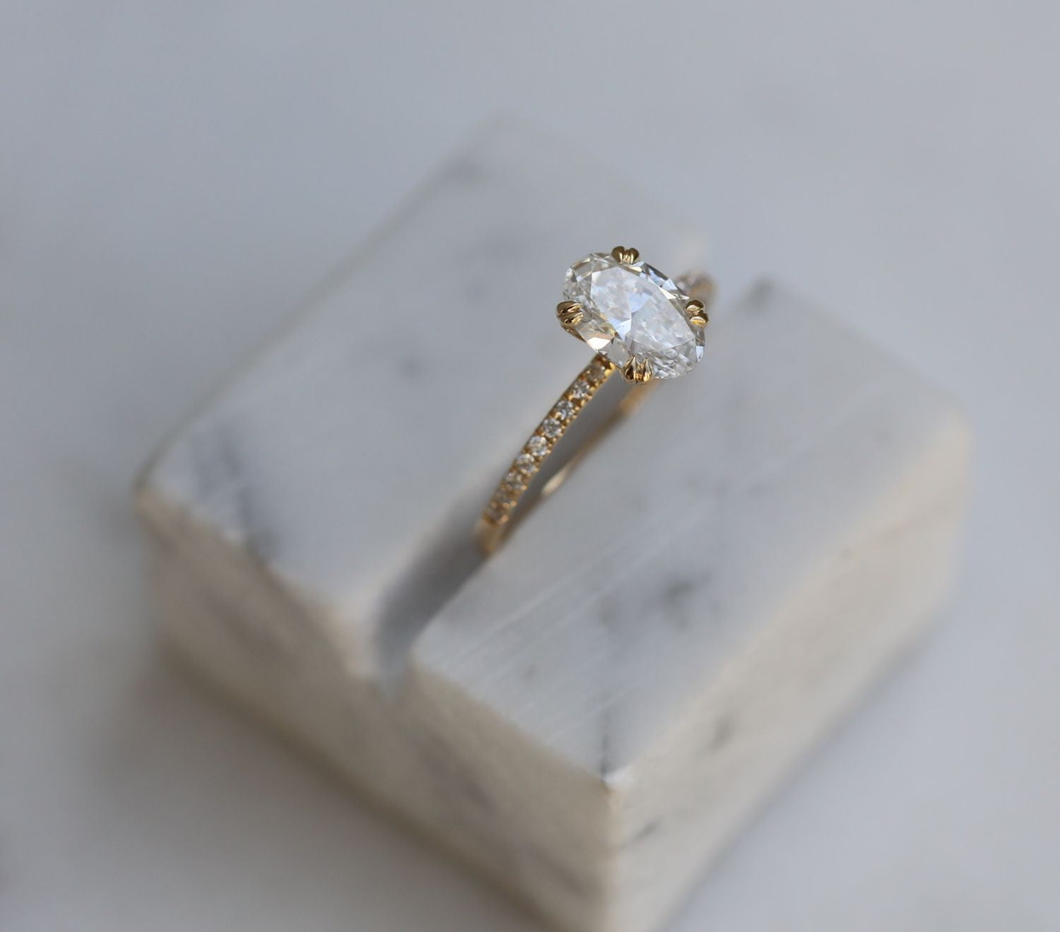 1.21 CT Oval Cut Pave CVD E/VS1 Diamond Engagement Ring 5