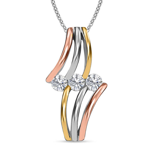 Round Cut Cubic Zirconia in 925 Sterling Silver Necklace 1