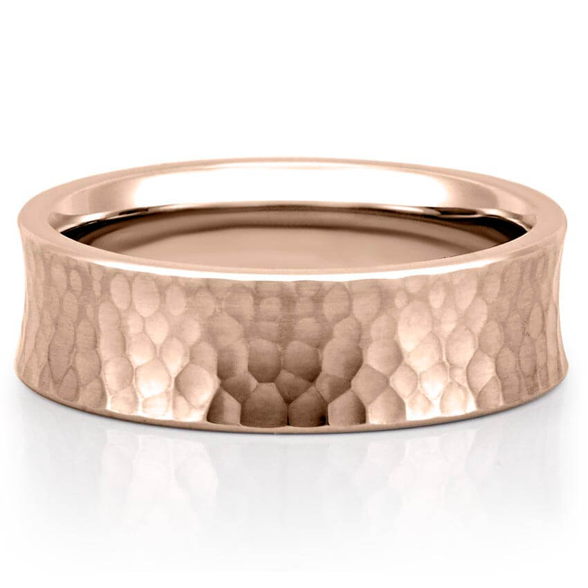 Classic Hammered Wedding Band for Men's in Solid Gold 5