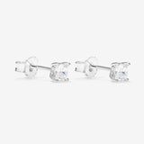 Round Cut Cubic Zirconia in 925 Sterling Silver Earrings 3
