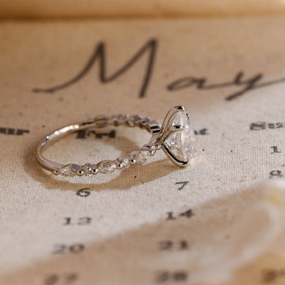 Stunning 4.0 CT Pear Moissanite Engagement Ring with Pave Design 2