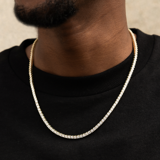 40 CT Round Moissanite Diamond Tennis Silver Necklace For Him 1