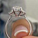 Classic 2.0 CT Oval Moissanite Engagement Ring with Three Stone Design 6