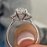 Classic 2.0 CT Oval Moissanite Engagement Ring with Three Stone Design 6