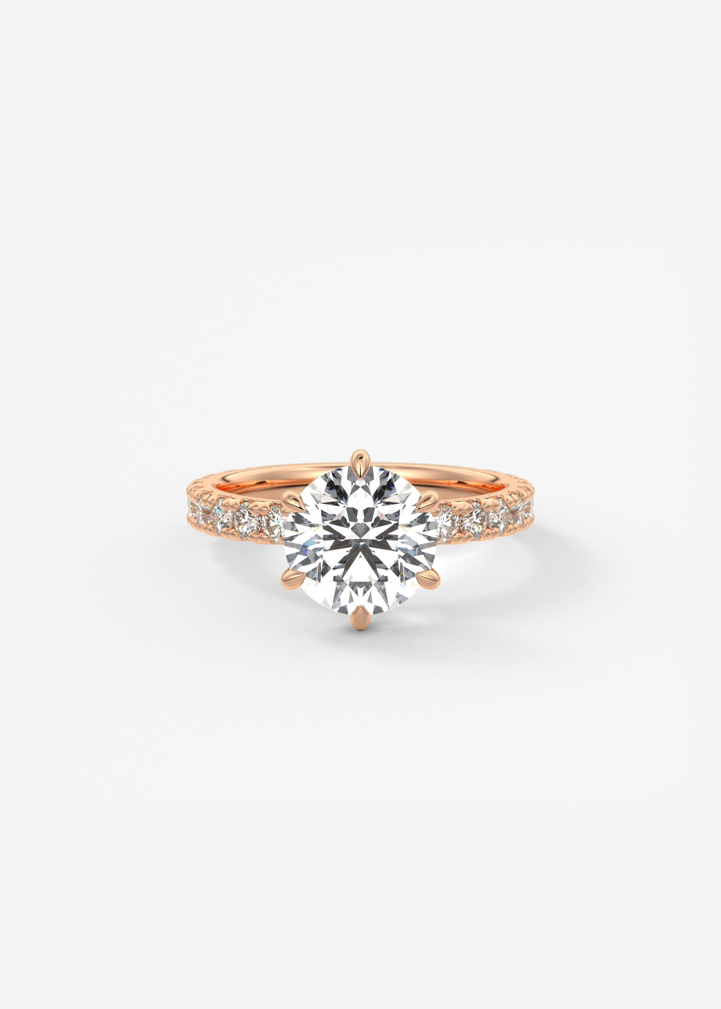 Round Pave Lab Grown Diamond Engagement Ring