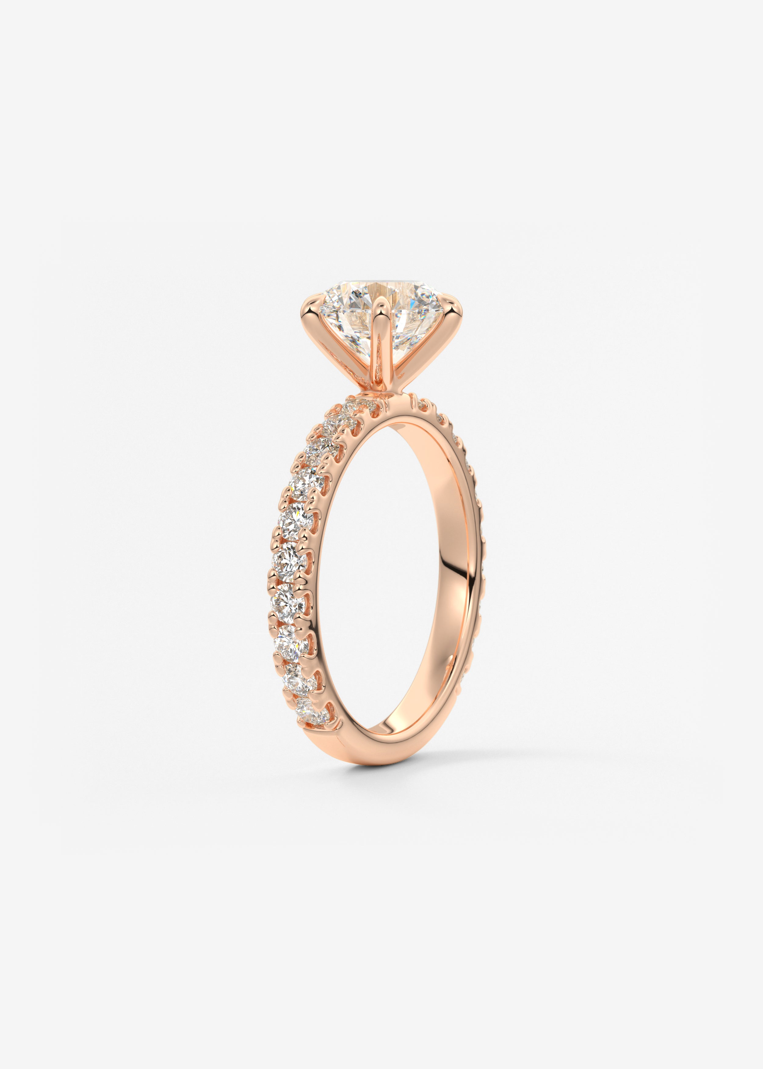 Round Pave Lab Grown Diamond Engagement Ring