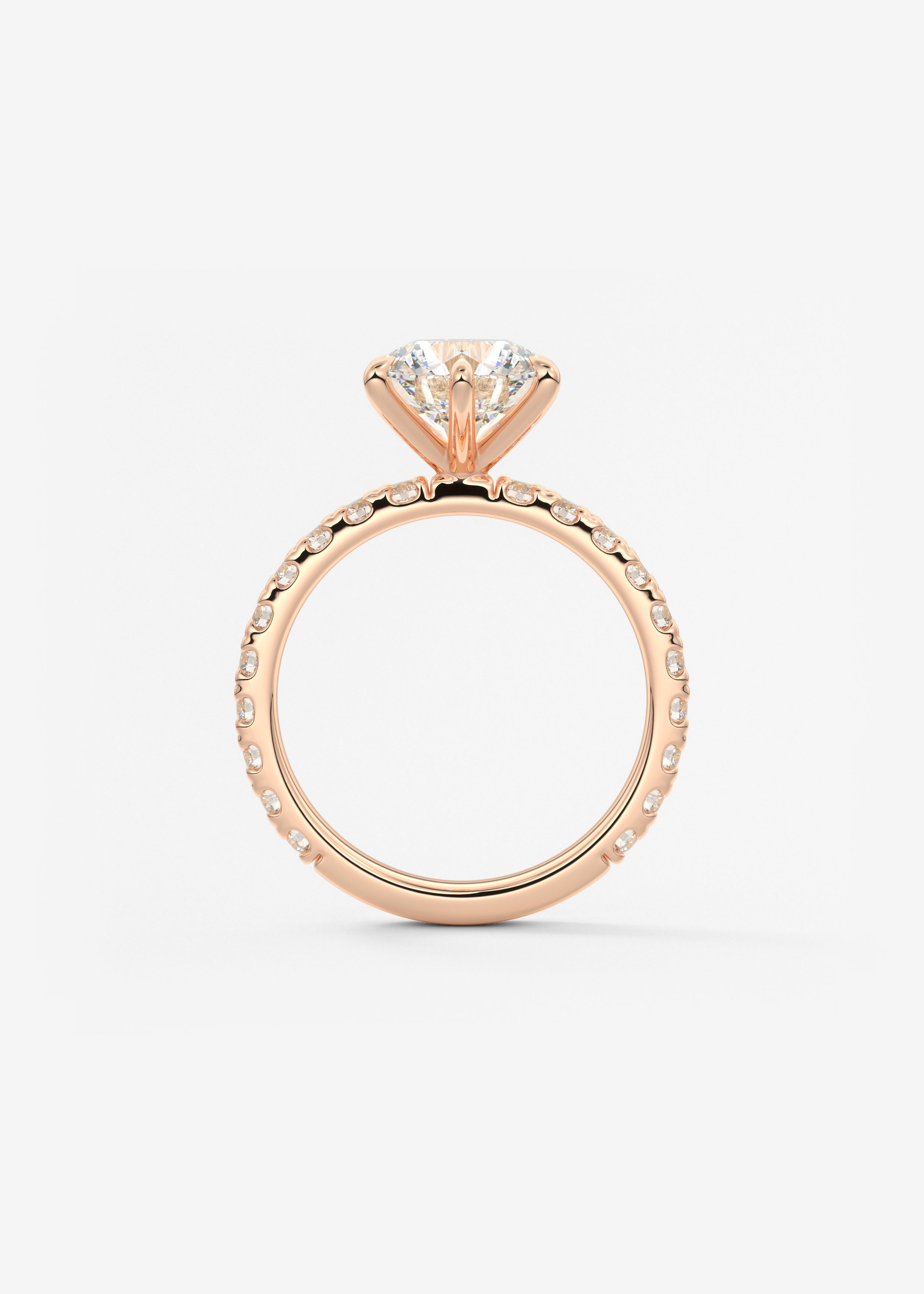 Round Pave Lab Grown Diamond Engagement Ring