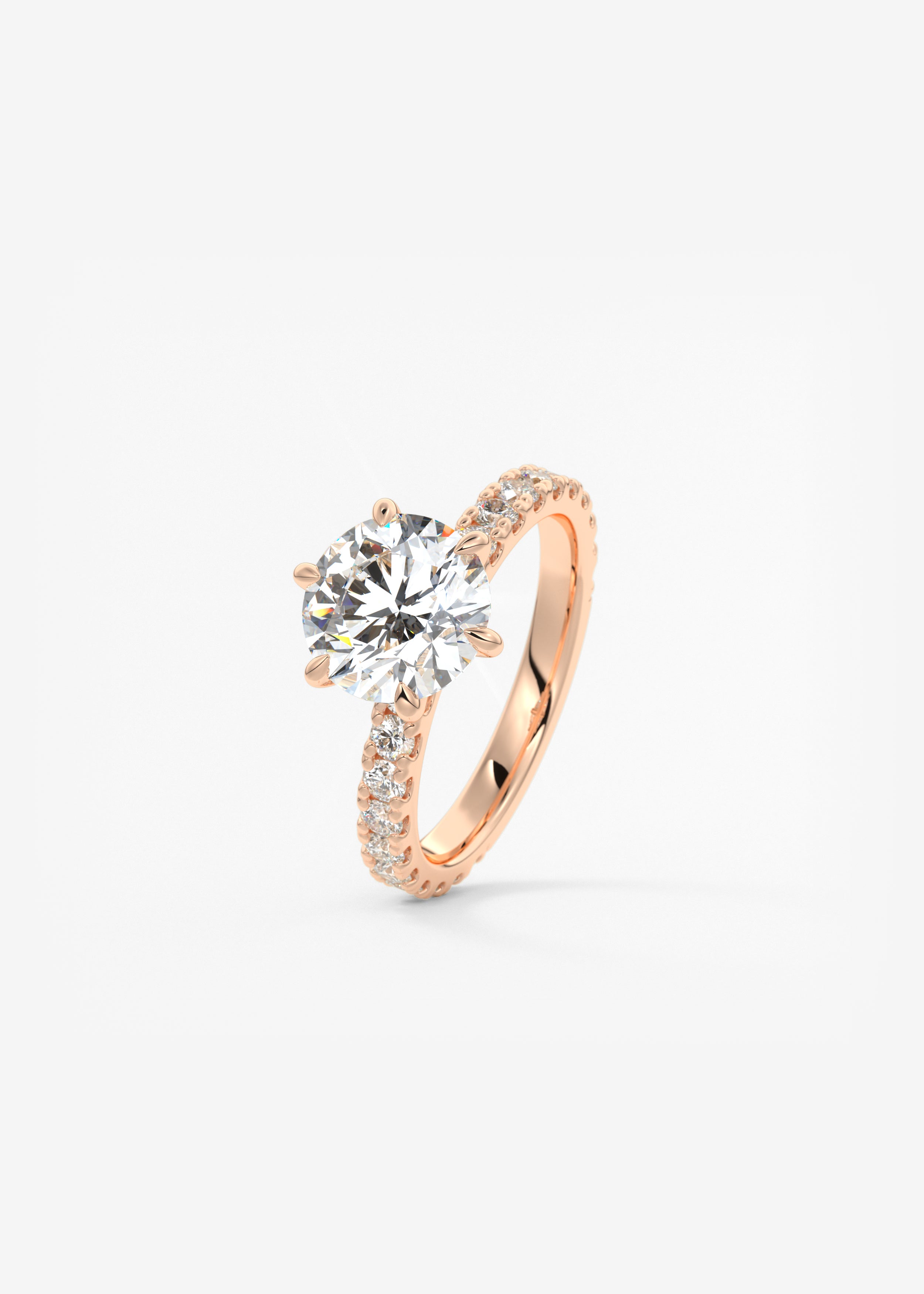 Round Pave Lab Grown Diamond Engagement Ring