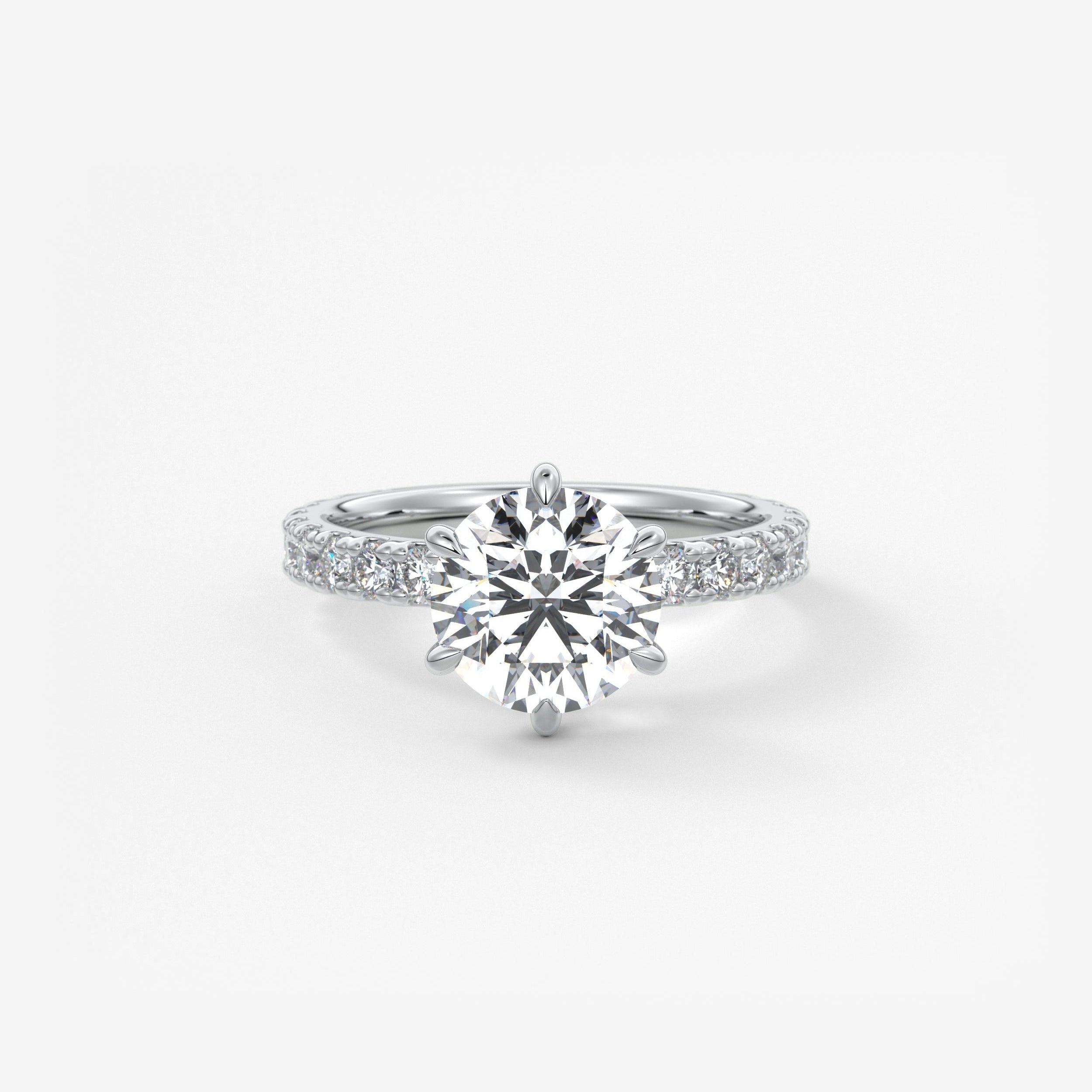 Round Pave Lab Grown Diamond Engagement Ring