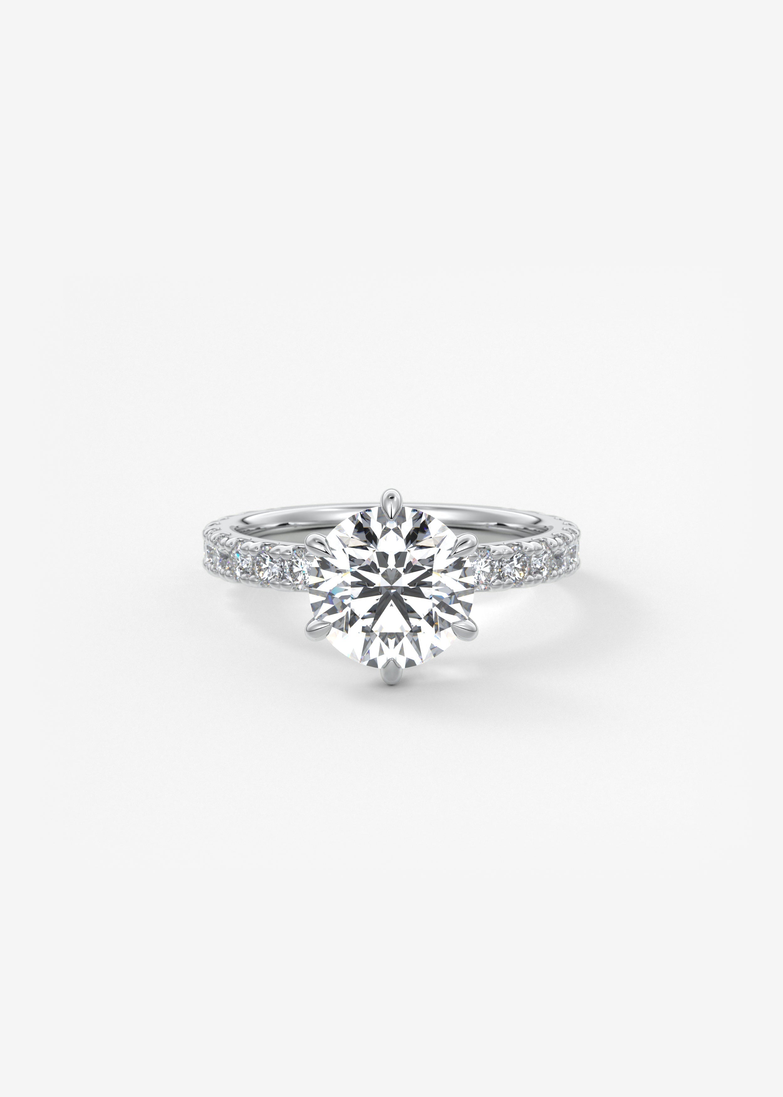 Round Pave Lab Grown Diamond Engagement Ring