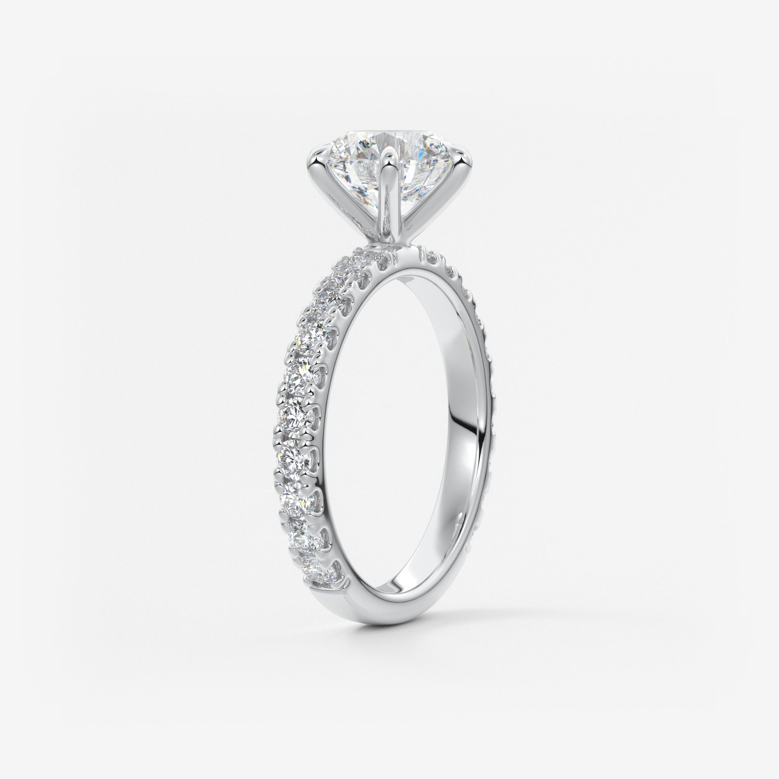 Round Pave Lab Grown Diamond Engagement Ring